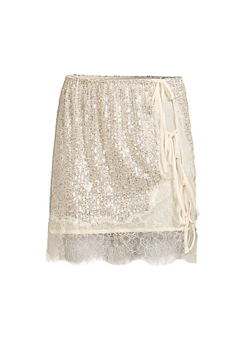 Sequined Lace Mini Skirt