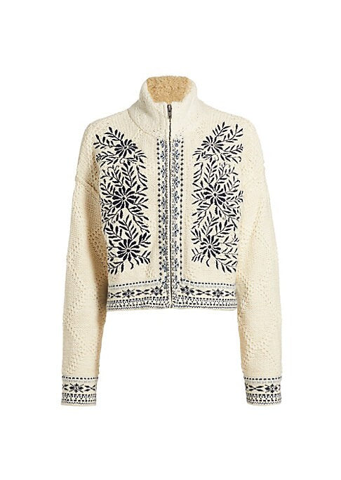 Embroidered Zip Cardigan