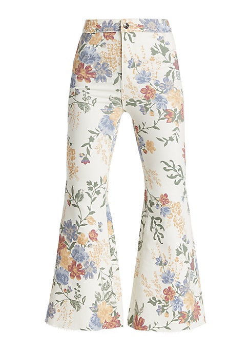 Flared Floral Crop Jeans
