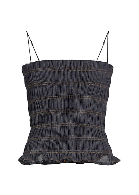Ruffled Denim Tank Top