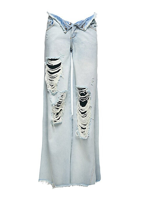 Distressed Wide-Leg Denim