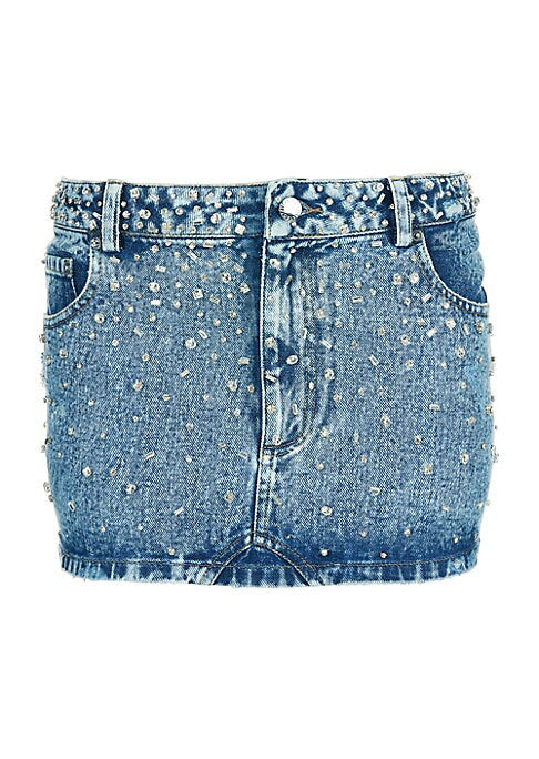 Crystal Denim Mini Skirt