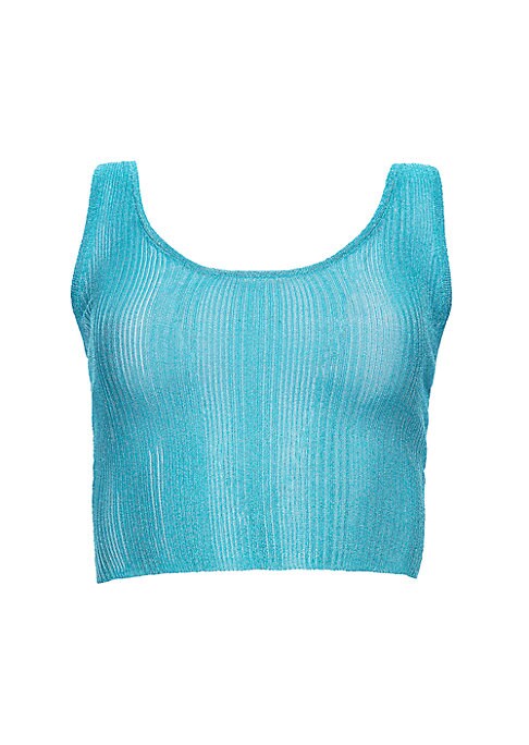 Metallic Pleated Crop Tank