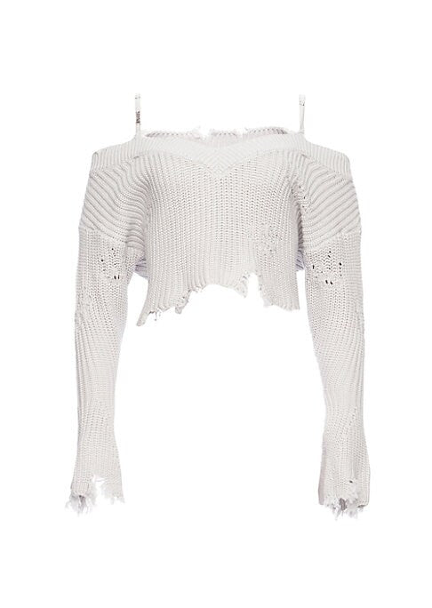 Distressed V-Neck Knit
