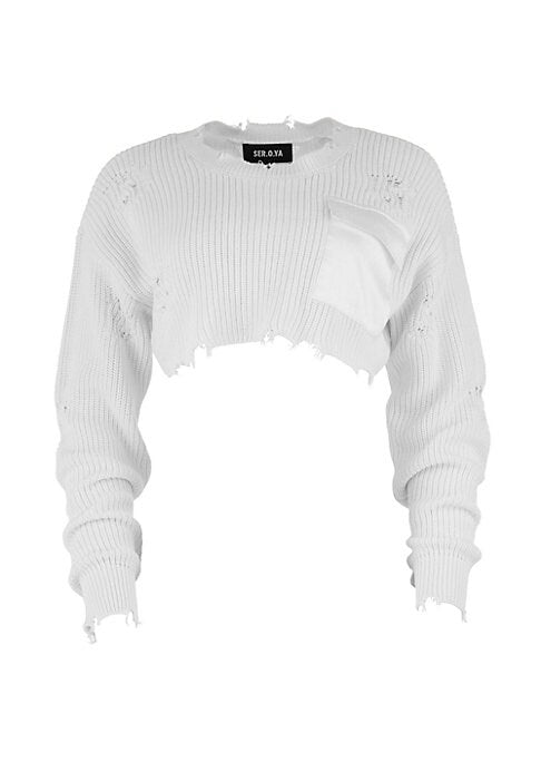Distressed Knit Pocket Sweater