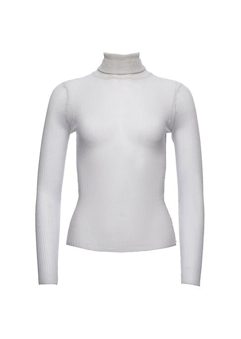Sheer Ribbed Turtleneck Top
