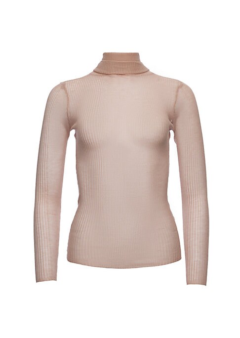 Sheer Ribbed Turtleneck Top