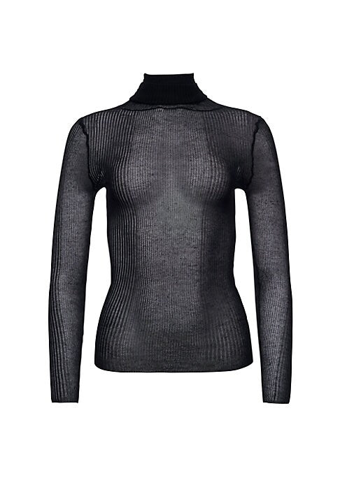 Sheer Ribbed Turtleneck