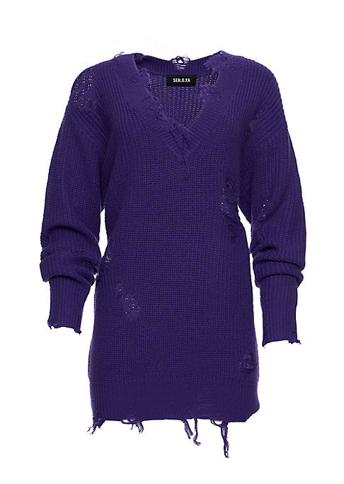 Chic Distressed Knit Sweater