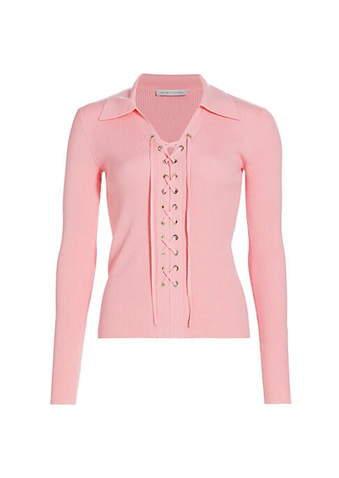 Laced Knit Polo Sweater