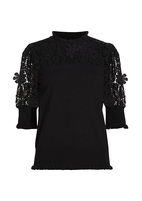 Floral Ruffle Knit Sweater