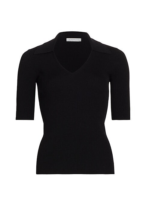 Chic Ribbed Polo Sweater
