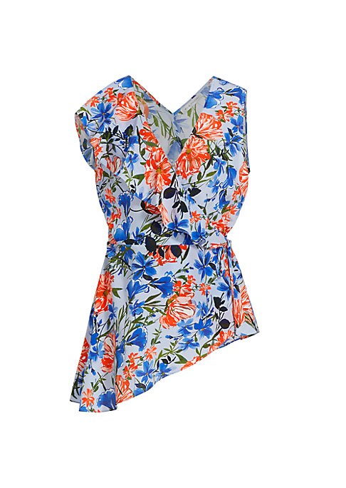 Floral Wrap Silk Top