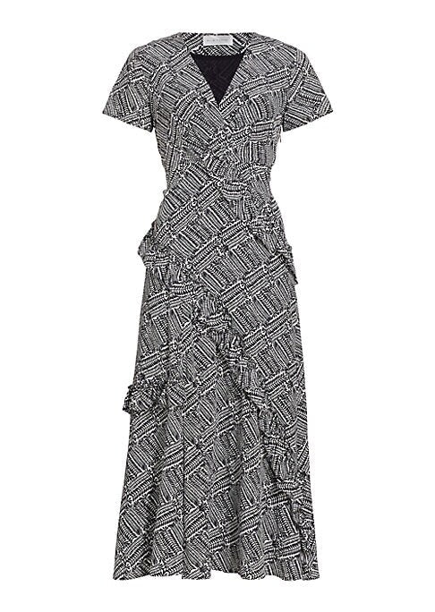 Botanical Silk Ruffle Dress