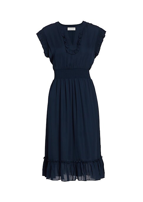 Silk Ruffle Midi-Dress
