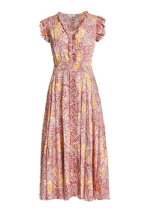 Colorful Ruffle Midi Dress