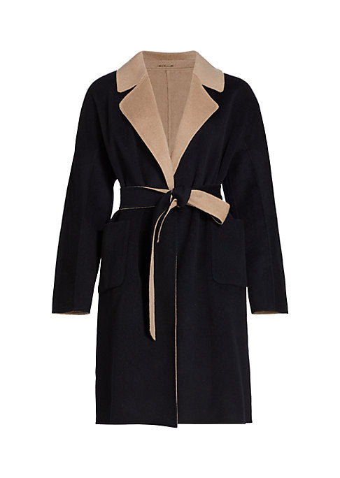 Reversible Colorblock Wrap Coat