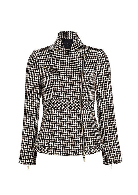 Chic Houndstooth Moto Jacket