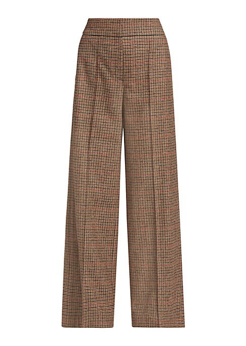 Plush Plaid Wide-Leg Trousers