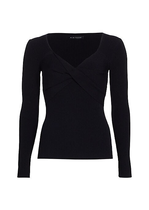 Sporty V-Neck Twist Sweater