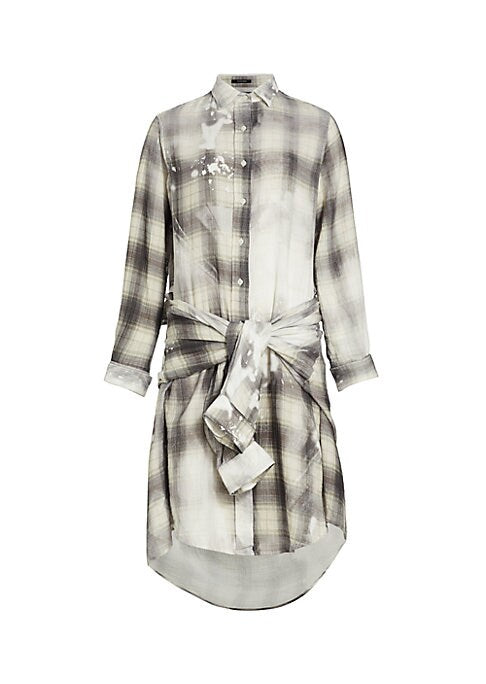 Tied Plaid Shift Dress