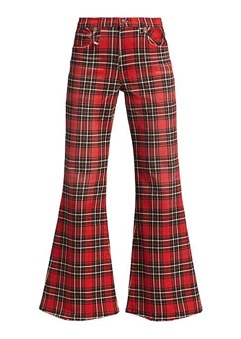 Tartan Flare Stretch Jeans