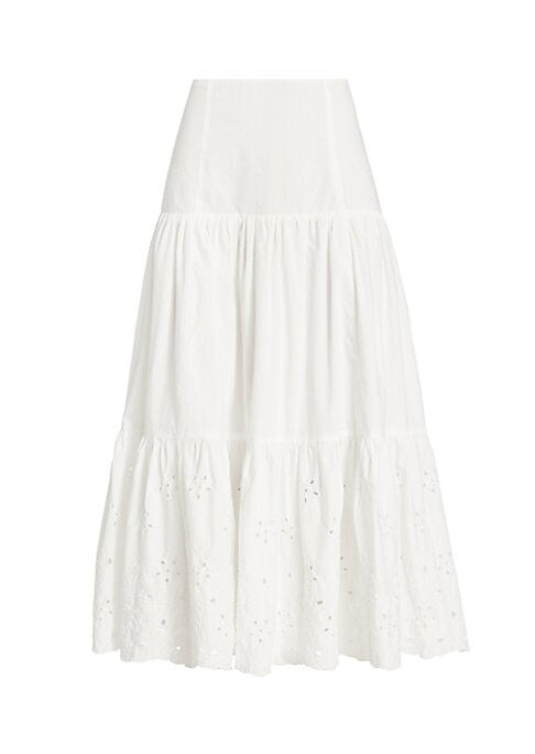 Tiered Cotton Midi Skirt