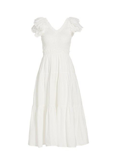 Ruffled Cotton Midi Dress