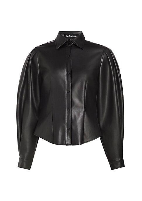Puff Sleeve Leather Blouse
