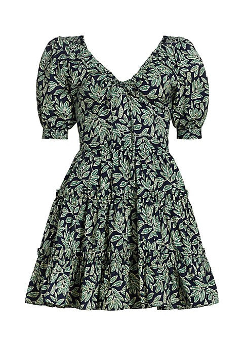 Leafy Tiered Mini Dress