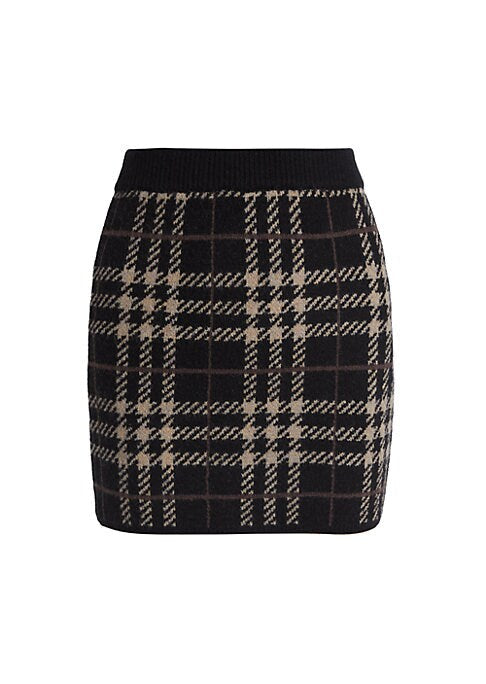 Plaid Knit Mini Skirt