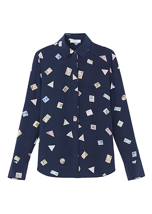 Silk Stamp Print Blouse