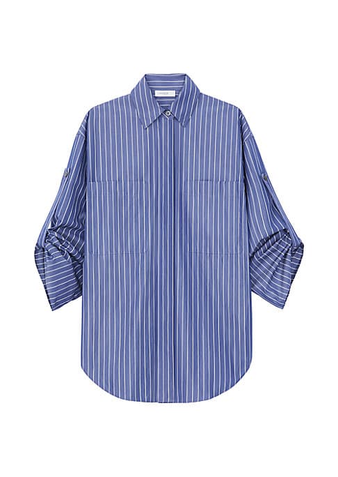 Blouson Striped Cotton Shirt