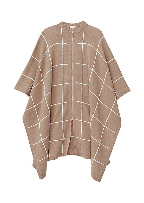 Check Knit Cashmere Poncho