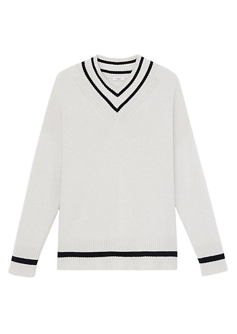 Striped Cashmere V-Neck Sweater