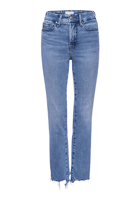 Frayed High-Rise Ankle Jeans