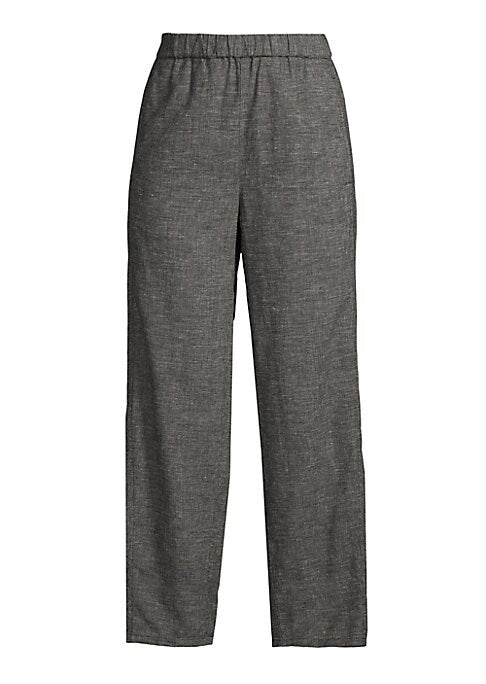Grid Wide-Leg Pull-On Pants