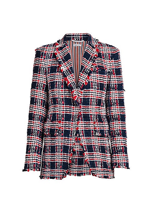 Fringe Plaid Blazer