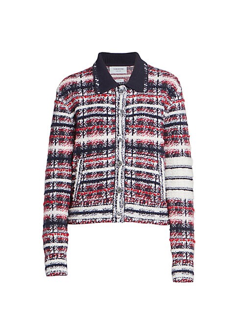 Jacquard Check Bomber Cardigan