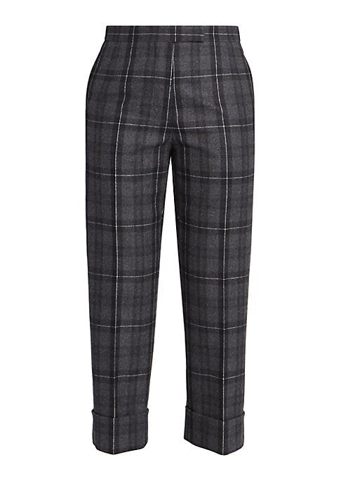 Plaid Wool Flannel Trousers
