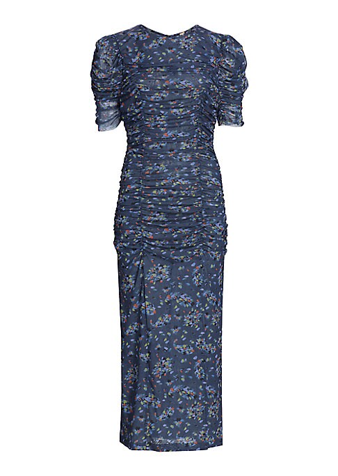 Petal Print Ruched Dress