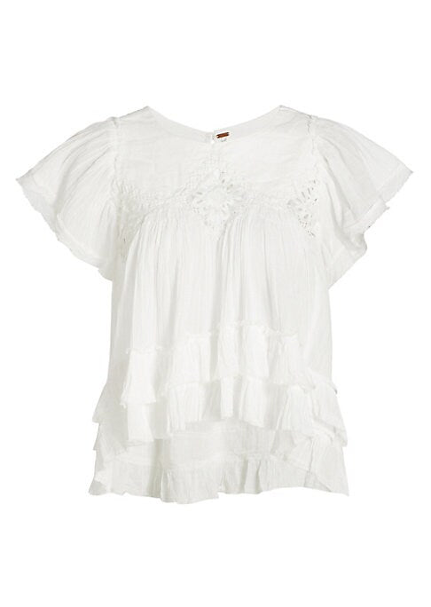 Boho Ruffle Embroidery Top