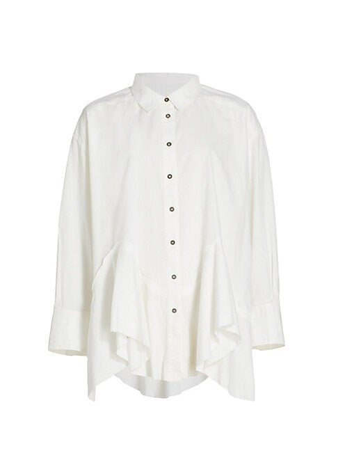 Ruffled Cotton Poplin Shirt