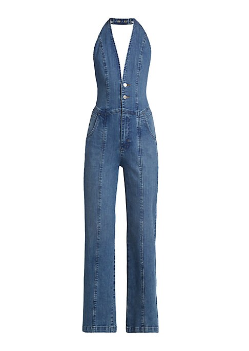 Chic Denim Halter Jumpsuit