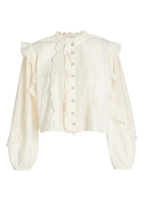 Lace Panel Ruffle Blouse