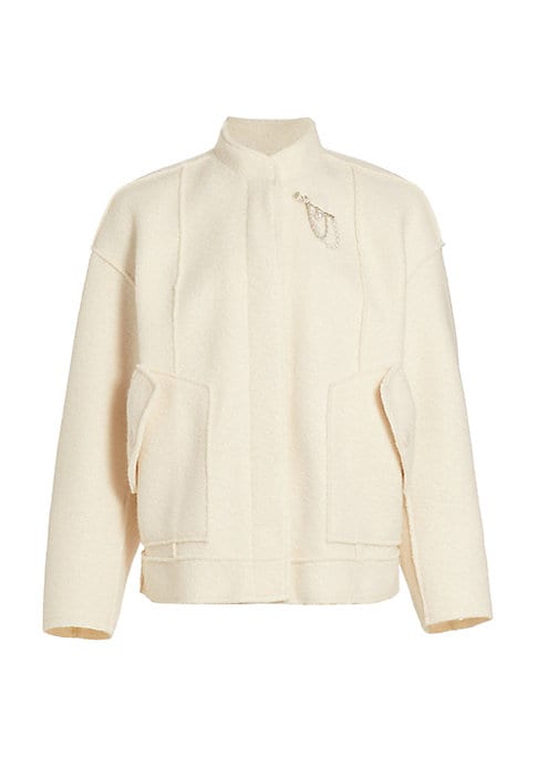 Pearl Brooch Bomber Jacket