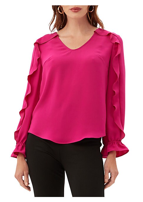 Flutter Sleeve V-Neck Blouse