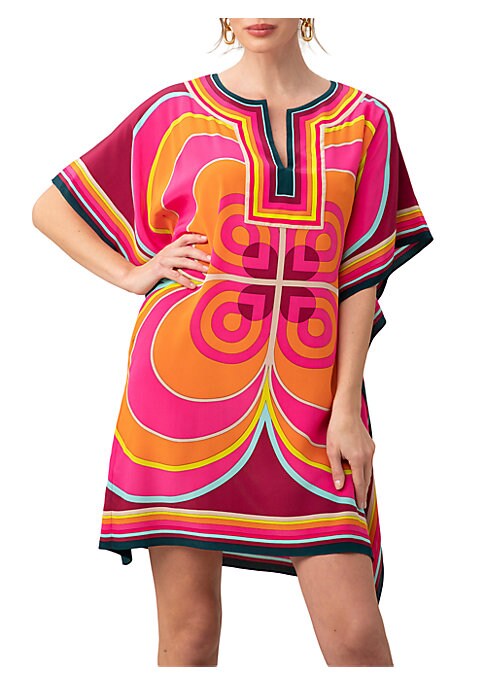 Geometric Silk Caftan Dress