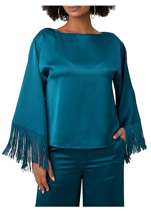 Fringe Elegance Satin Top