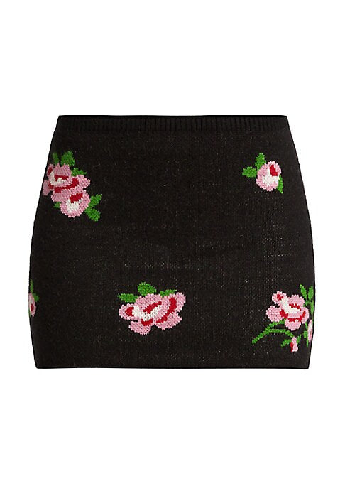 Rose Motif Knit Skirt
